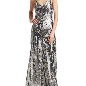 Ganni Printed Metallic Lurex Silk Dress